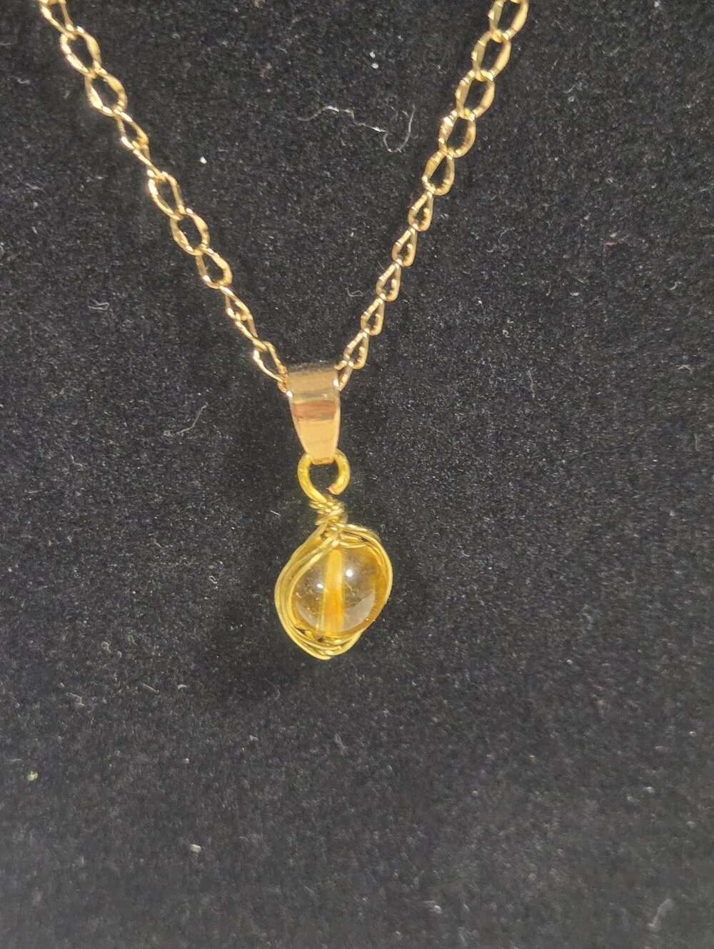 Handcrafted Gold Wire-Wrapped Yellow Citrine Bead Necklace - Women Jewelry
